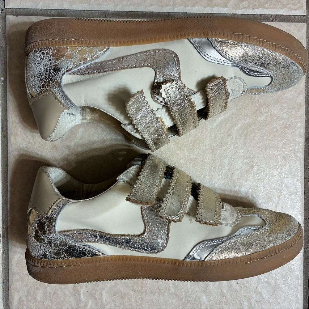 Dolce Vita Notice Velcro Metallic (Silver & Gold) Leather Sneakers